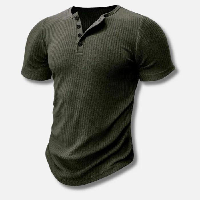 メンズマッスルフィットヘンリーTシャツ