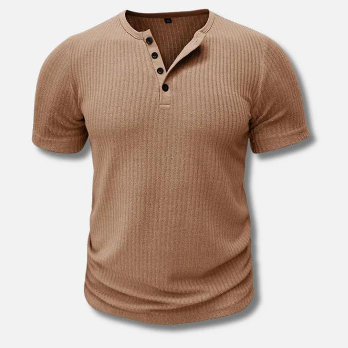 メンズマッスルフィットヘンリーTシャツ