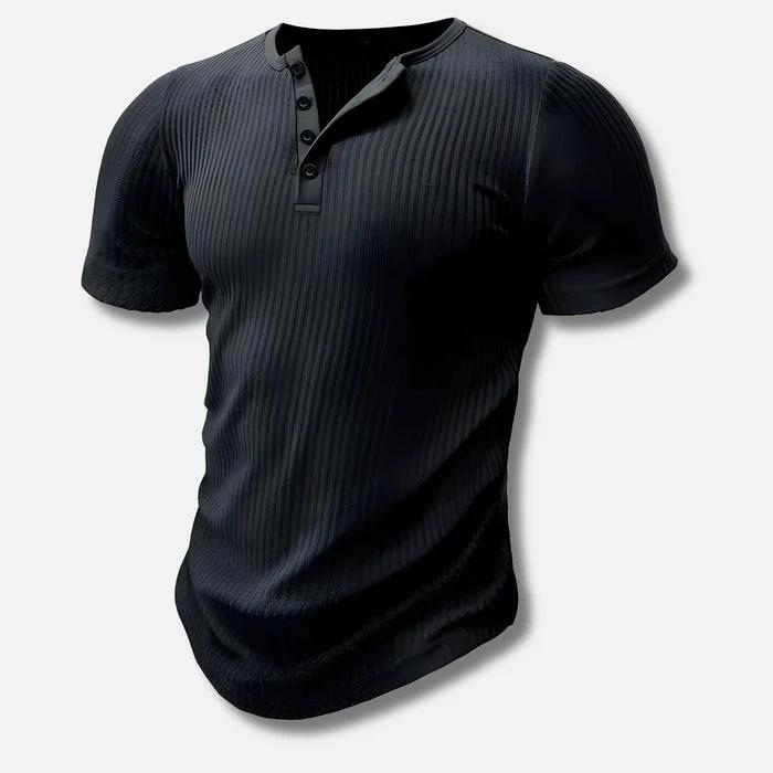 メンズマッスルフィットヘンリーTシャツ