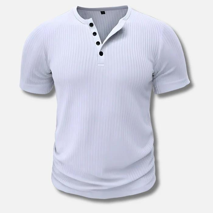 メンズマッスルフィットヘンリーTシャツ