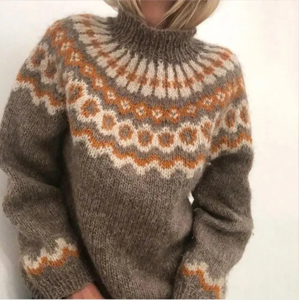 女性用ノルディックセータ―タートルネック