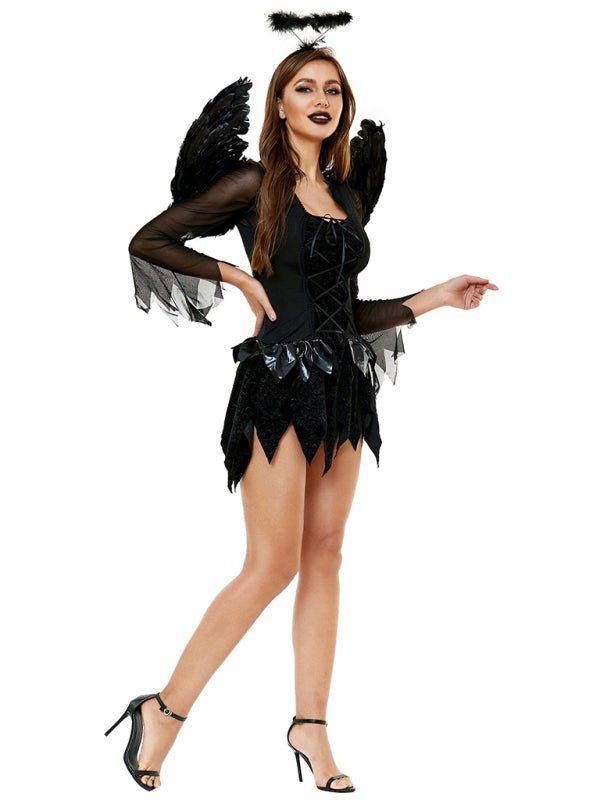 ハロウィンコスチュームドレス 骸骨プリント