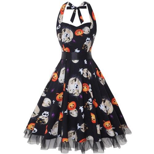 かぼちゃプリント 長袖ハロウィンコスチュームドレス